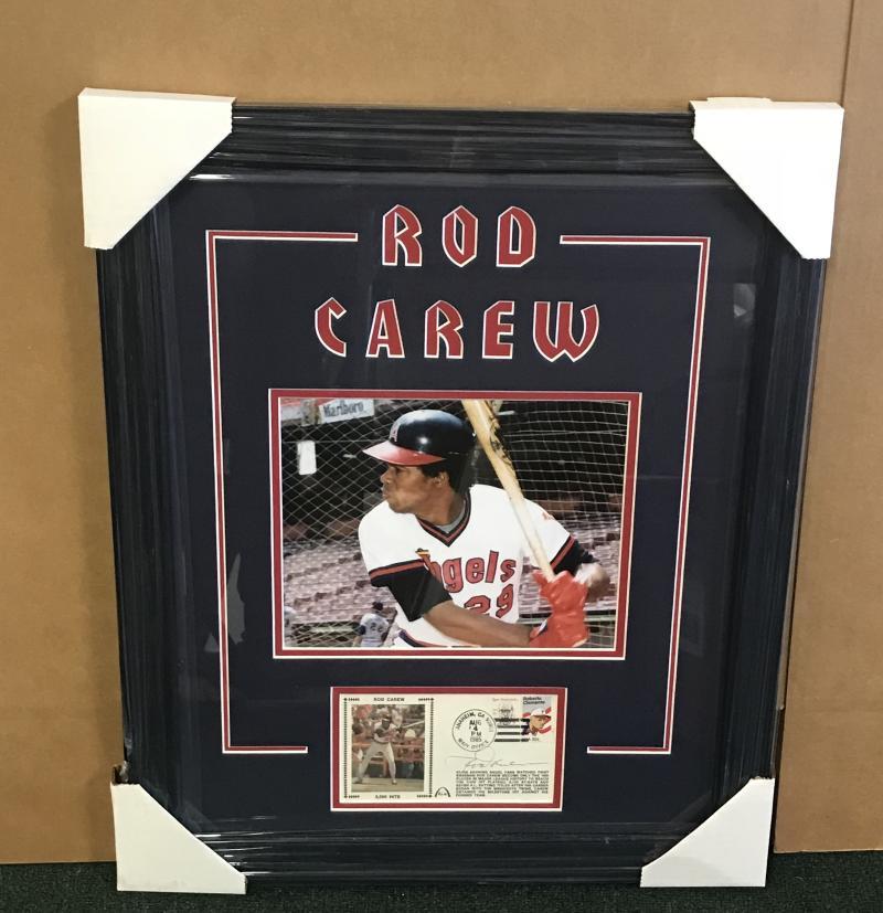 ROD CAREW   ANGELS  FRAMED MATTED SIGNED DATED GATEWAY ENVELOPE  W/COA