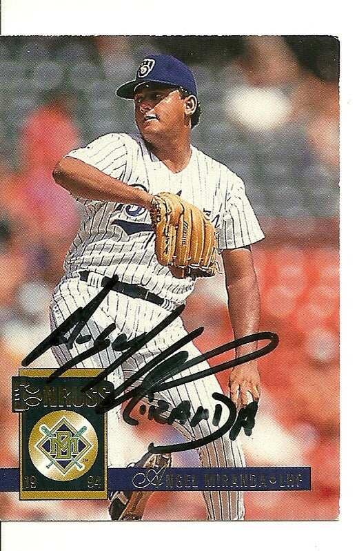 ANGEL MIRANDA MILWAUKEE BREWERS SIGNED AUTO 1994 DONRUSS CARD #488 W/COA