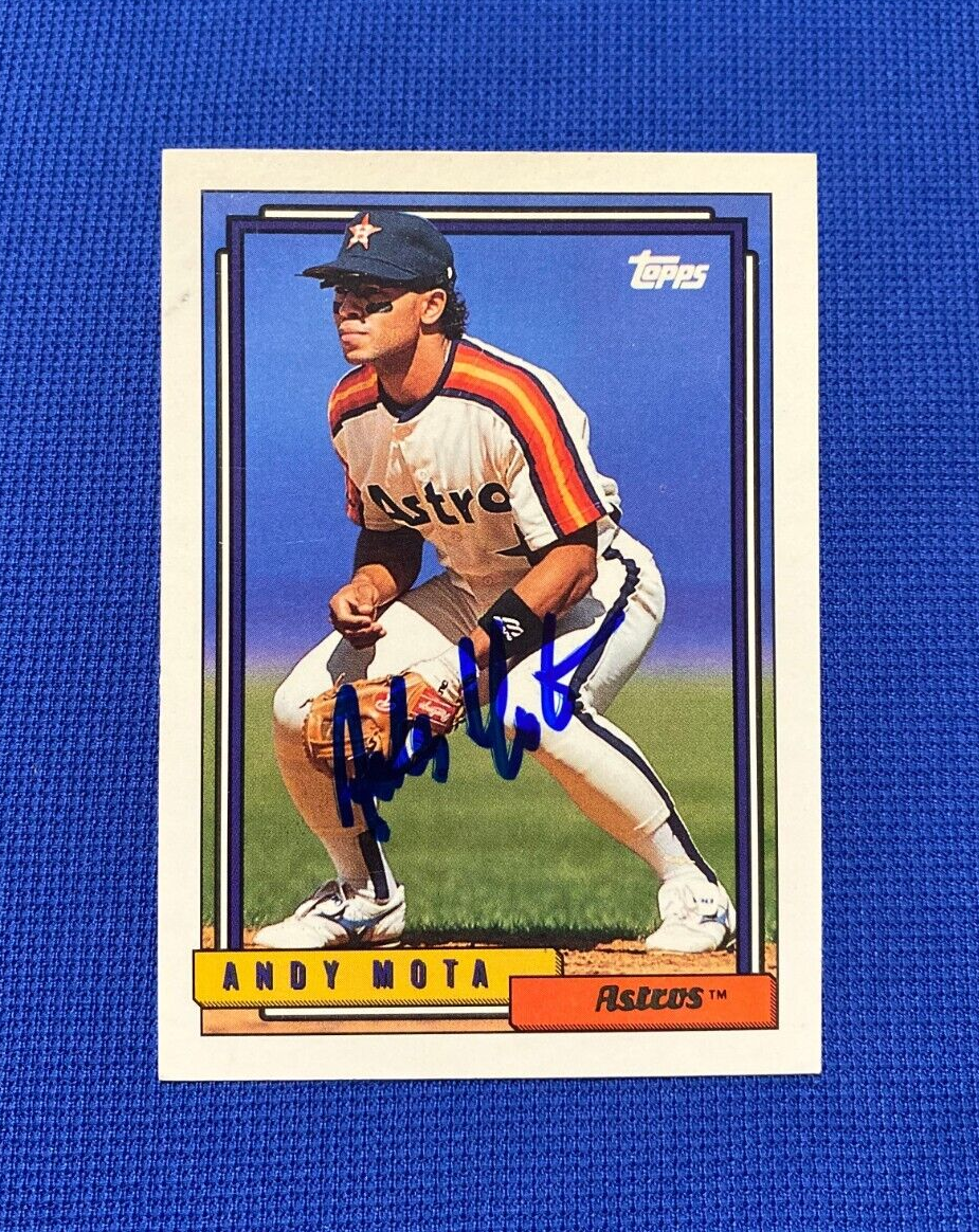 1992 TOPPS ANDY MOTA HOUSTON ASTROS SIGNED AUTOGRAPHED #214 CARD W/COA