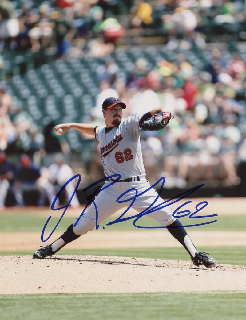 J.R. GRAHAM #62 MINNESOTA TWINS SIGNED 8X10 W/COA 