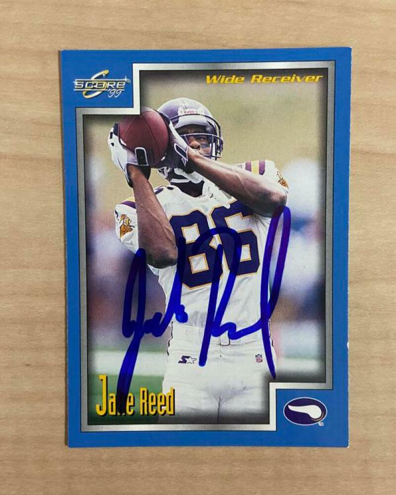 JAKE REED MINNESOTA VIKINGS SIGNED AUTOGRAPHED 1999 SCORE CARD #5 W/COA