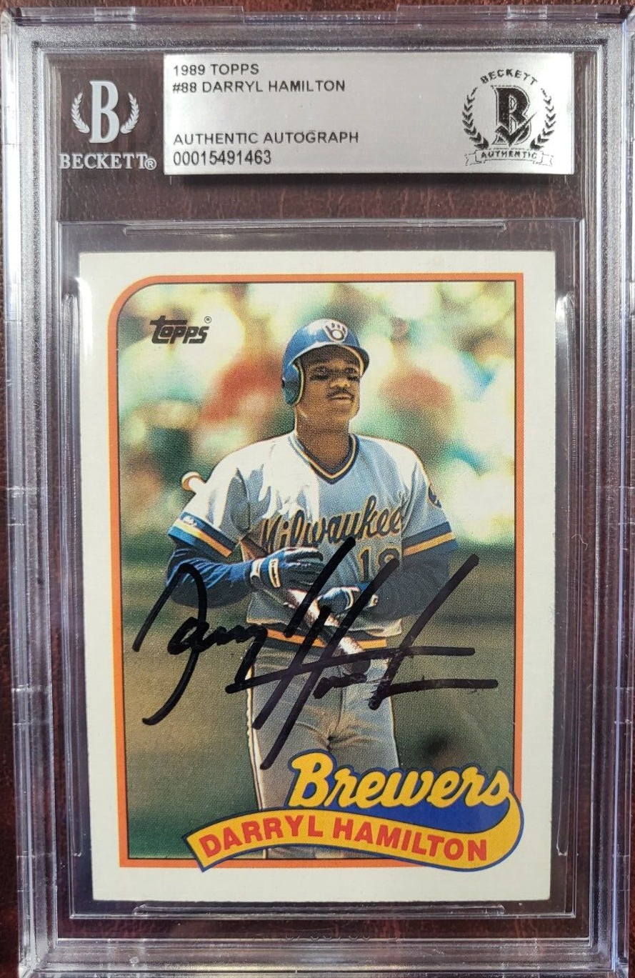 1989 TOPPS DARRYL HAMILTON BREWERS SIGNED AUTOGRAPH #88 CARD BECKETT AUTH
