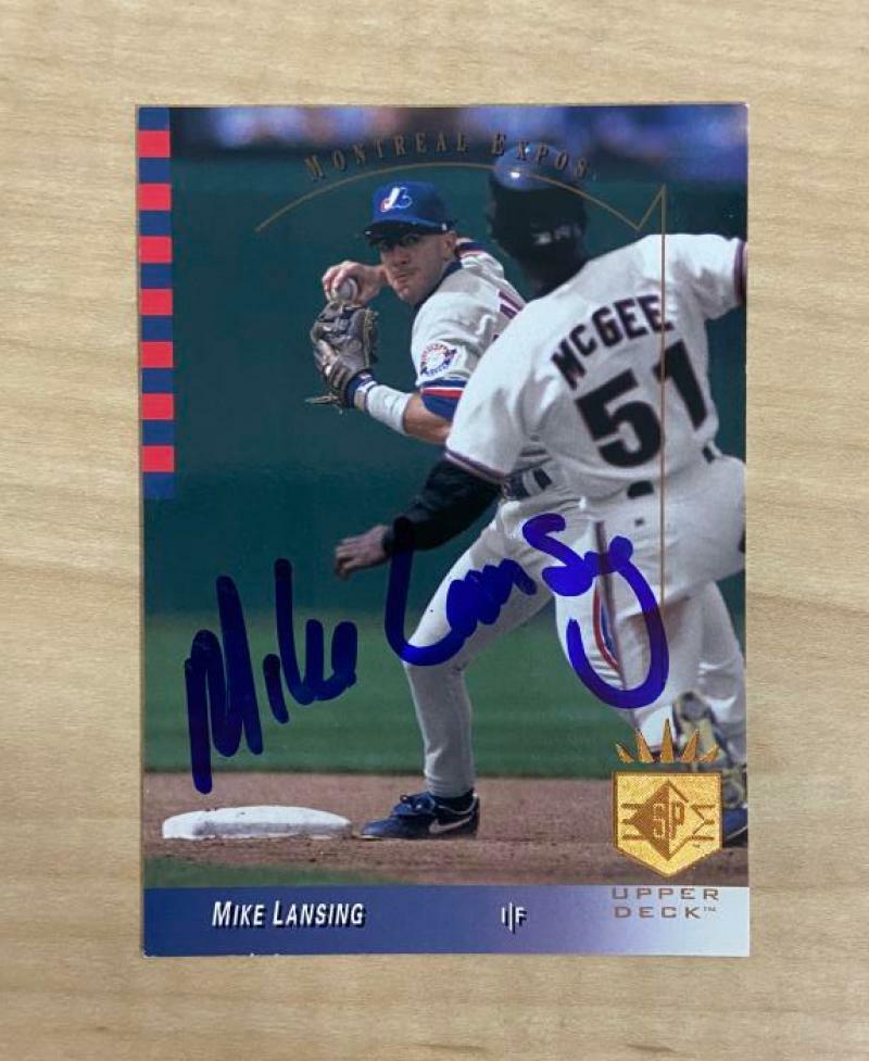 MIKE LANSING MONTREAL EXPOS SIGNED AUTOGRAPHED 1993 UPPER DECK CARD #105 W/COA