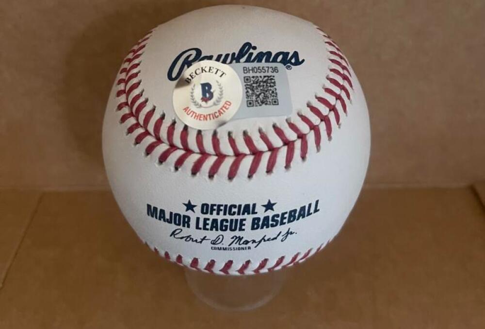 CHRIS CHAMBLISS 77 78 WS  CHAMPS YANKEES SIGNED M.L. BASEBALL BECKETT AUTH