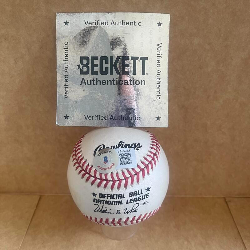 ART MAHAFFEY PHILLIES/CARDINALS SIGNED N.L. BASEBALL BECKETT AUTH