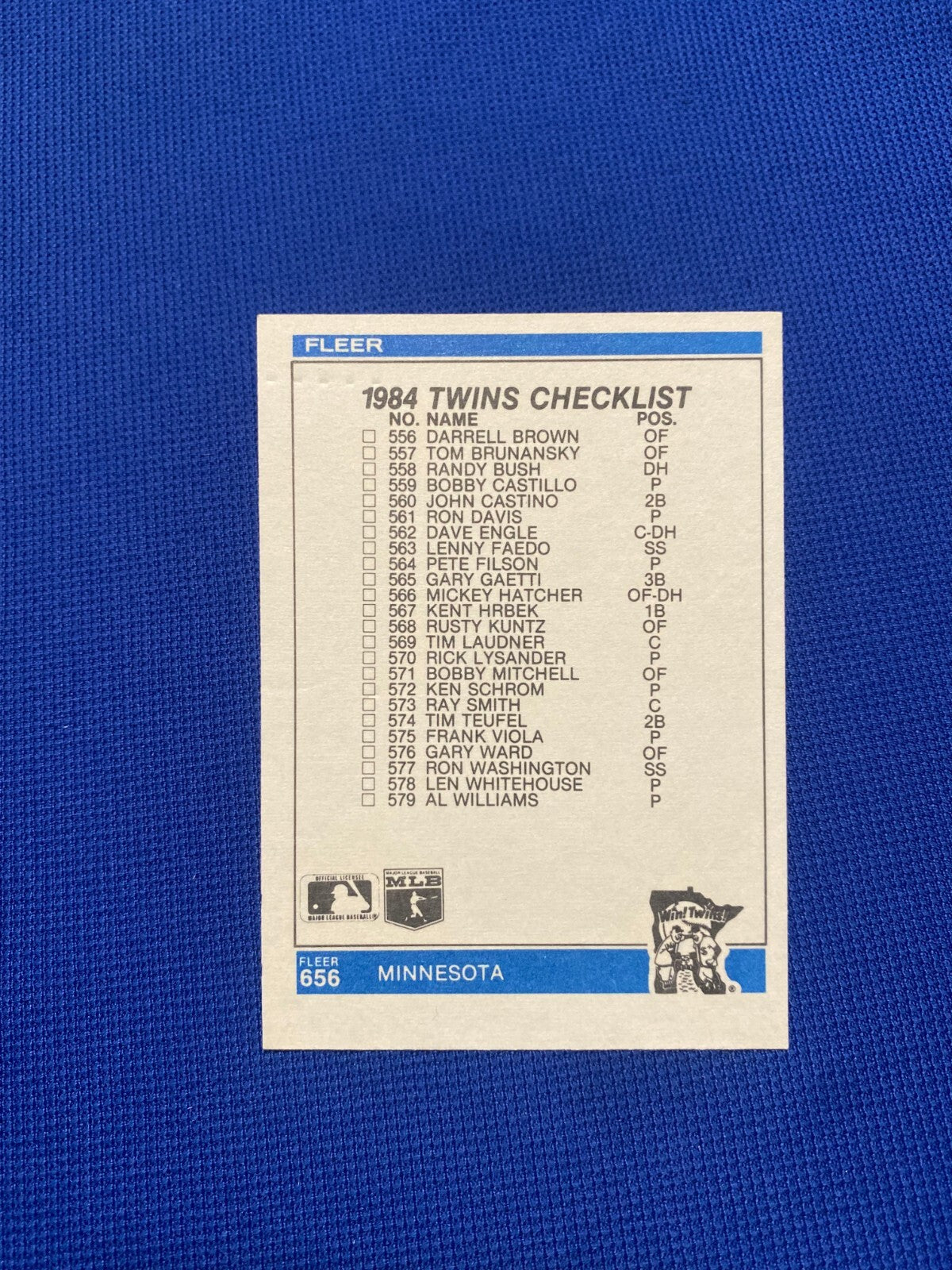 1984 FLEER ASTROS CHECKLIST BOB LILLIS MANAGER SIGNED AUTOGRAPH CARD #656 W/COA