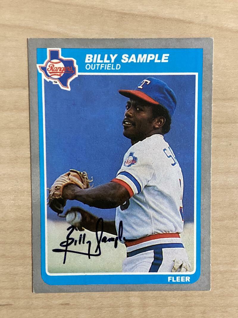 BILLY SAMPLE TEXAS RANGERS SIGNED AUTOGRAPHED 1985 FLEER CARD #566 W/COA