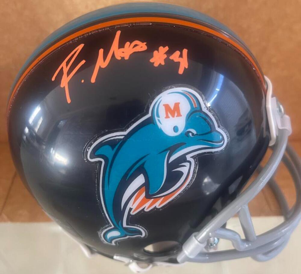 RAHEEM MOSTERT DOLPHINS SIGNED AUTO CUSTOM MINI HELMET BECKETT AUTH