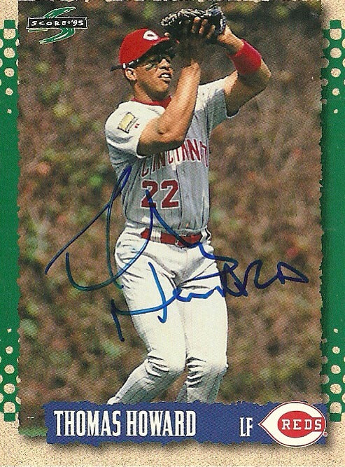 THOMAS HOWARD CINCINNATI REDS SIGNED AUTOGRAPHED 1995 SCORE CARD #391 W/COA