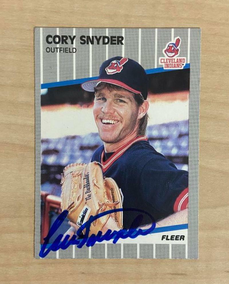 CORY SNYDER CLEVELAND INDIANS SIGNED AUTOGRAPHED 1989 FLEER CARD #412 W/COA 