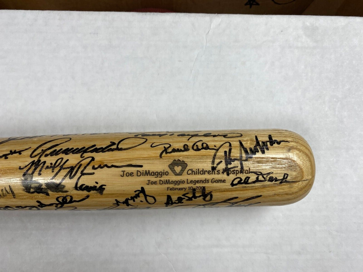 MLB LEGENDS SIGNED JOE DIMAGGIO CHILDRENS HOSPITAL BAT W/COA AL DOWNING +++ A