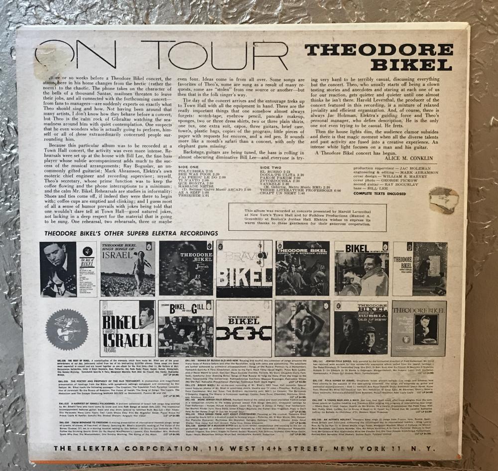 THEODORE BIKEL  ON TOUR   SIGNED VINYL RECORD  ALBUM  W/COA