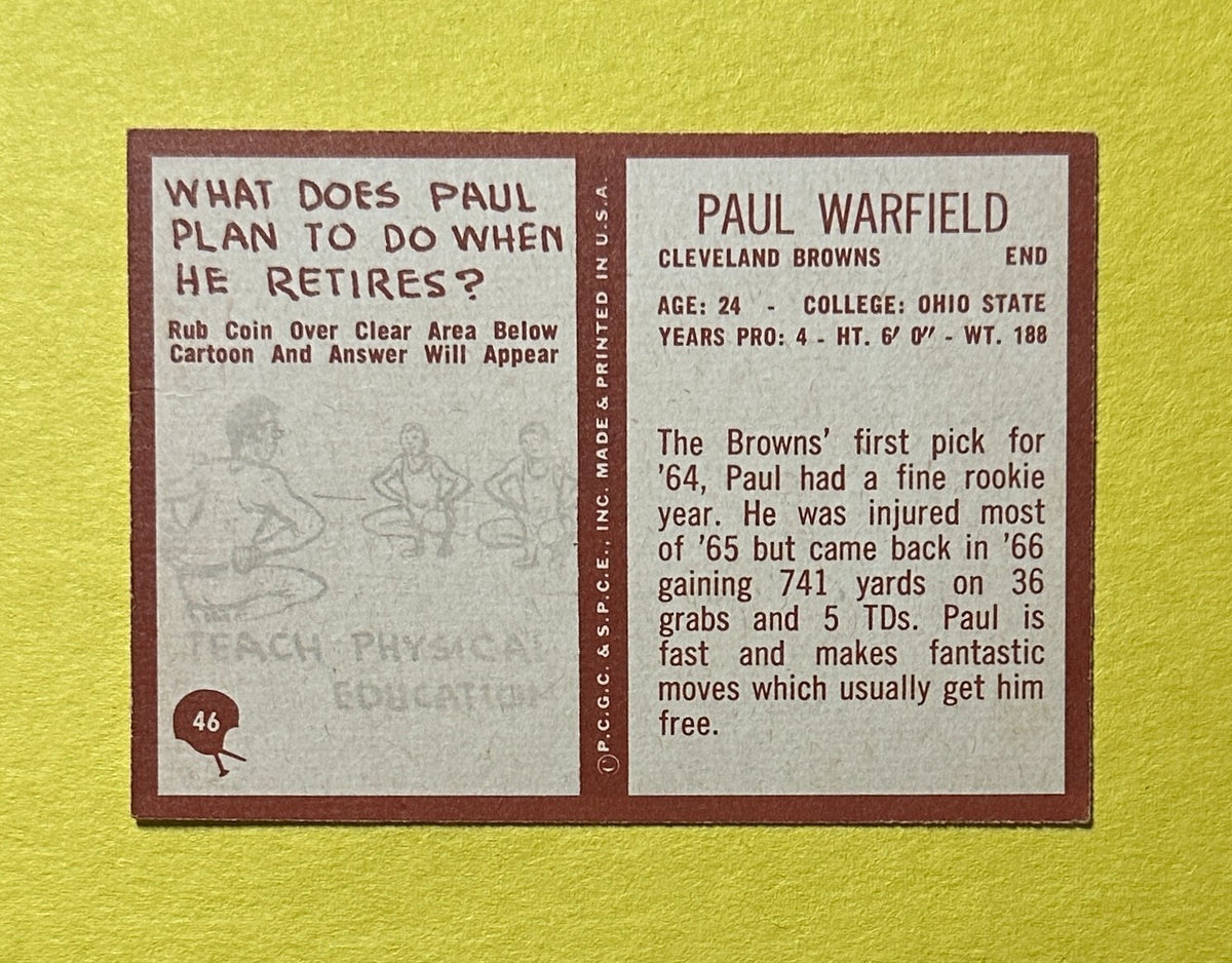 1967 PHILADELPHIA PAUL WARFIELD #46 BROWNS