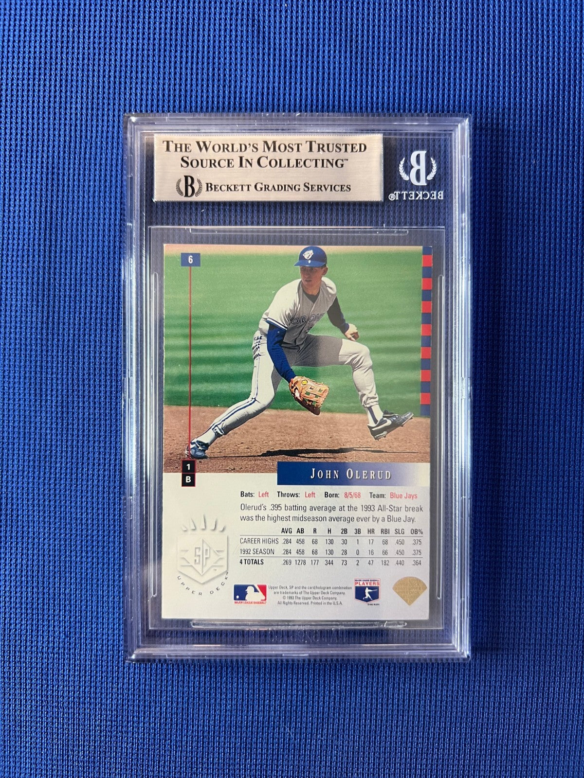1993 SP JOHN OLERUD TORONTO BLUE JAYS SIGNED AUTOGRAPHED #6 CARD BECKETT