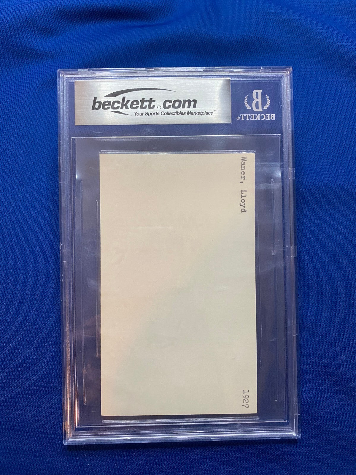 LLOYD WANER BASEBALL GREAT SIGNED AUTOGRAPHED INDEX CARD BECKETT AUTHENTIC