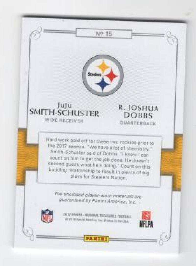 2017  NATIONAL TREASURES NFL COMBO JUJU SMITH-SCHUSTER/DOBBS GAME WORN /25