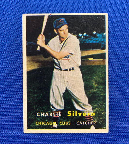 1957 TOPPS CHARLIE SILVERA CHICAGO CUBS #255 CARD VINTAGE SET-BREAK