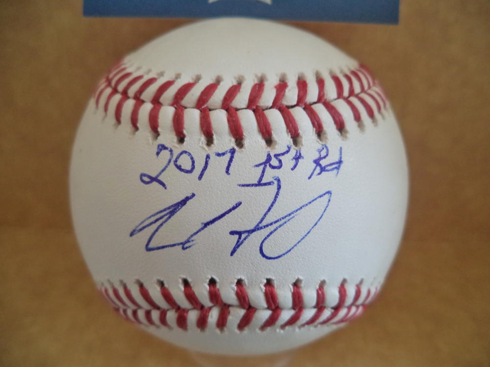 ADAM HASELEY PHILLIES  2017 1ST RD ROOKIE YEAR SIGNED BASEBALL BECKETT R01047