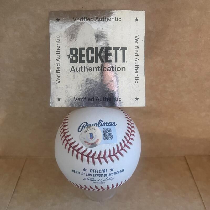 JOE GARAGIOLA CARDINALS FAMOUS ANNOUNCER SIGNED EXPOS BASEBALL BECKETT AUTH