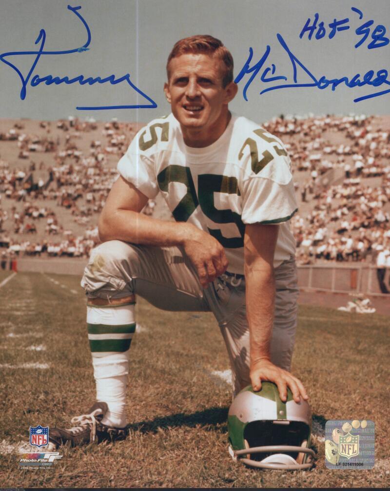 TOMMY MCDONALD EAGLES HOF 98 SIGNED AUTOGRAPHED 8X10 PHOTO W/ COA