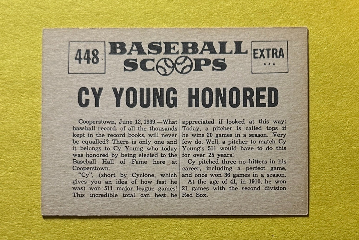1961 NU-CARD SCOOPS CY YOUNG HONORED #448