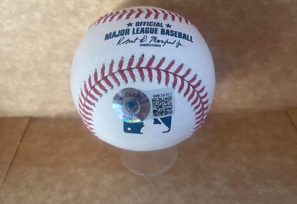 JOSE ADOLIS GARCIA TEXAS RANGERS SIGNED AUTOGRAPHED M.L. BASEBALL  BECKETT 