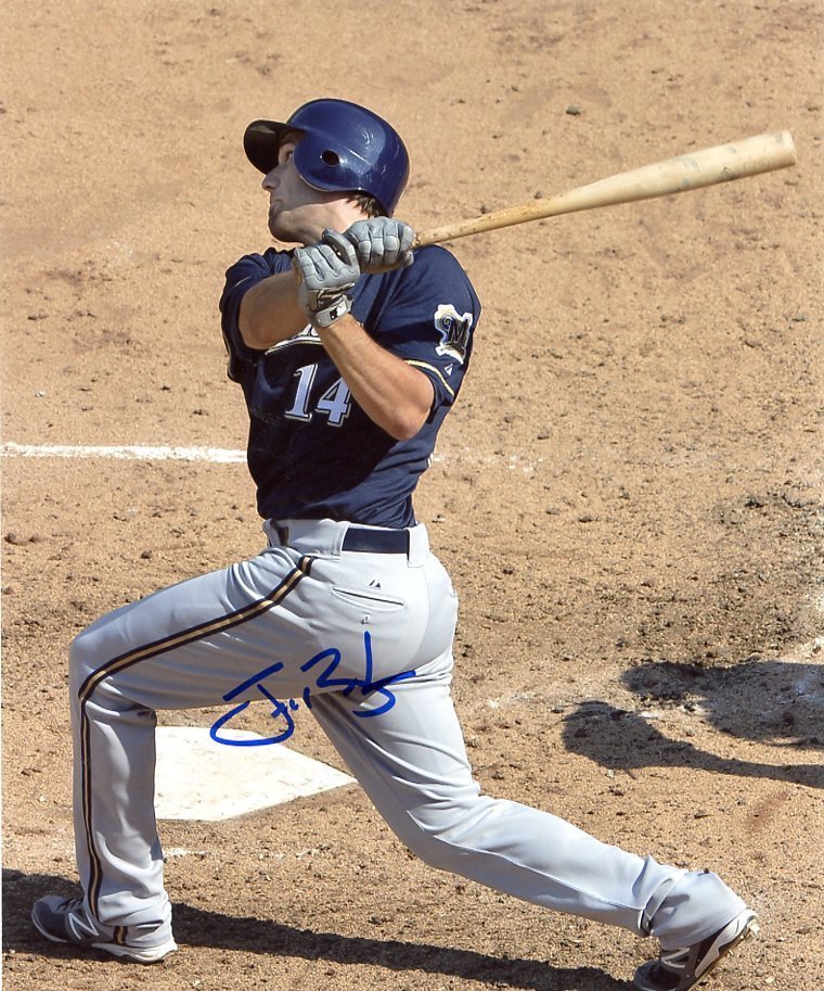 JEFF BIANCHI ACTION MILWAUKEE BREWERS SIGNED AUTOGRAPHED 8X10 PHOTO W/COA