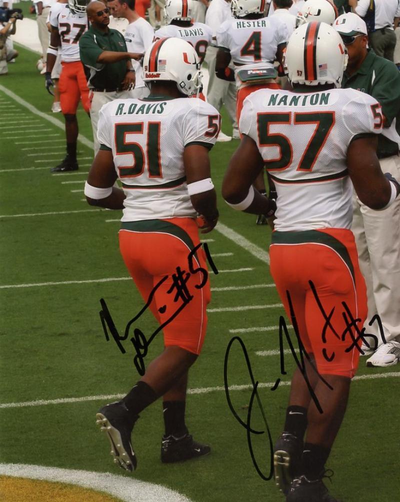JAVON NANTON/R. DAVIS MIAMI HURRICANES SIGNED AUTOGRAPHED 8X10 PHOTO W/COA
