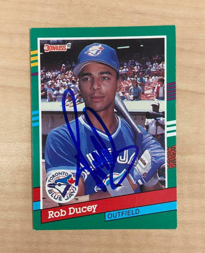 ROB DUCEY TORONTO BLUE JAYS SIGNED AUTOGRAPHED 1991 DONRUSS CARD #705 W/COA