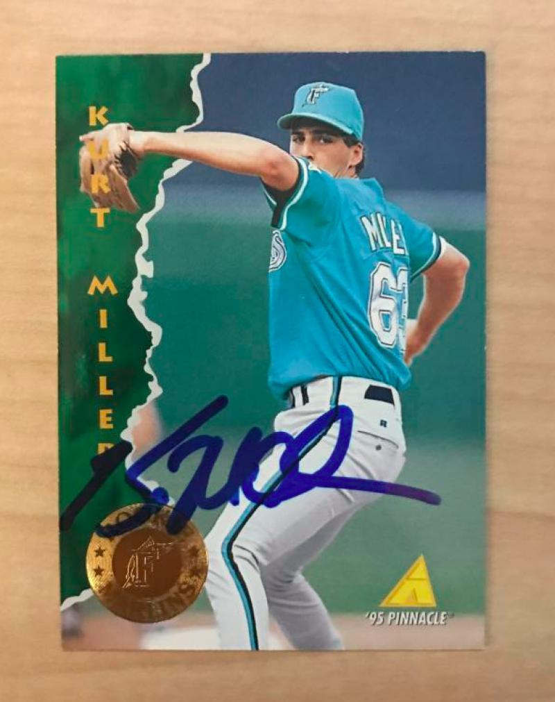 KURT MILLER FLORIDA MARLINS SIGNED AUTOGRAPHED 1995 PINNACLE CARD #161 W/COA 