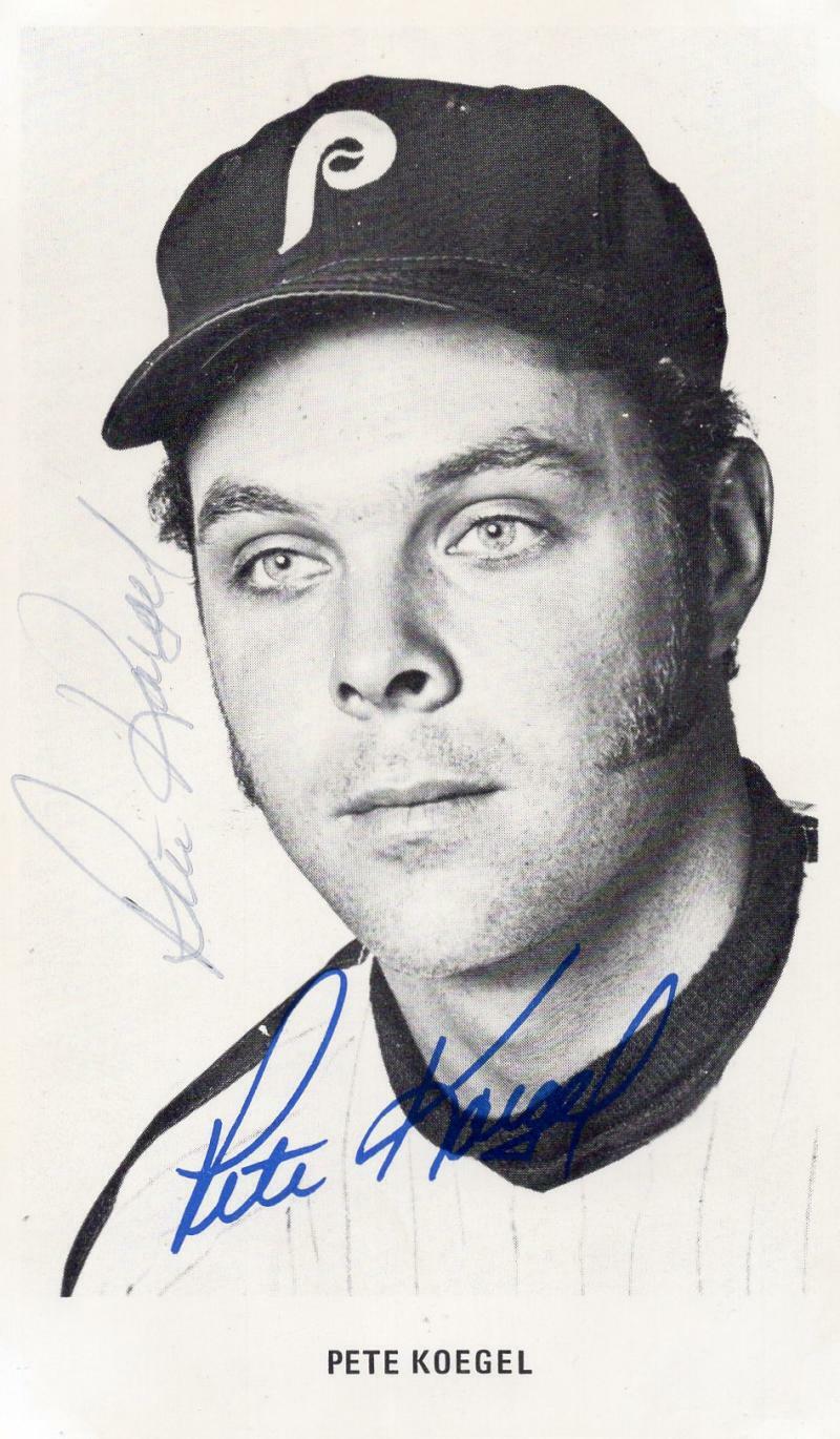 PETE KOEGEL PHILADELPHIA PHILLIES SIGNED 4X6 POSTCARD W/ COA