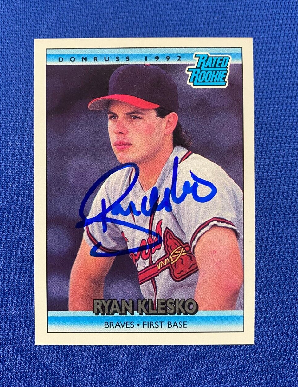 1992 DONRUSS RYAN KLESKO ATLANTA BRAVES SIGNED AUTOGRAPHED #13 CARD W/COA **