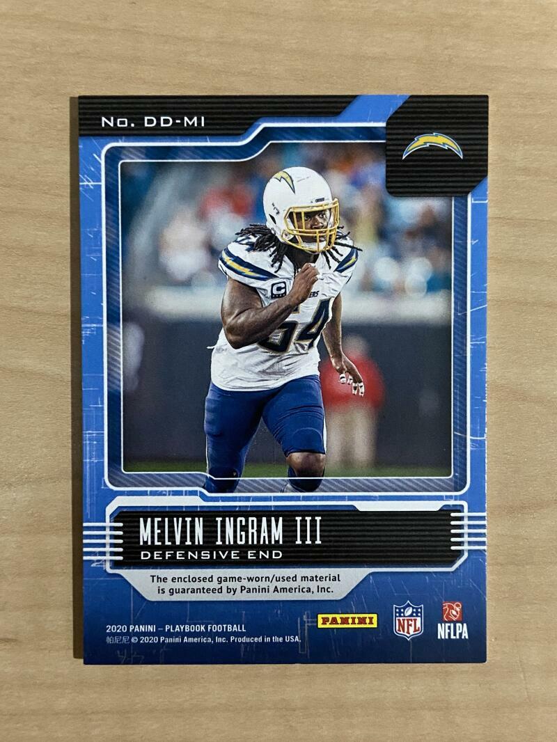 2020 PLAYBOOK MELVIN INGRAM III DOWN & DIRTY JERSEY PATCH CHARGERS /299 
