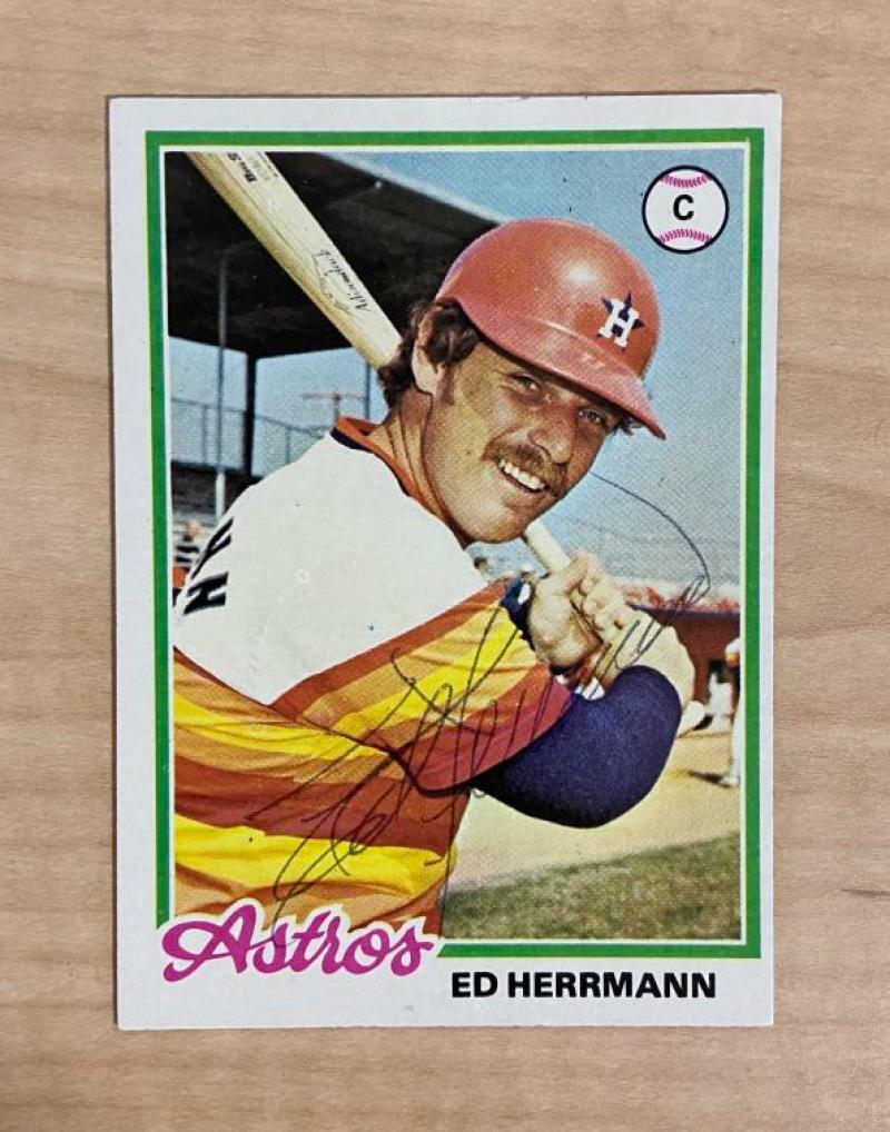 ED HERRMANN HOUSTON ASTROS SIGNED VINTAGE 1978 TOPPS CARD #677 W/COA