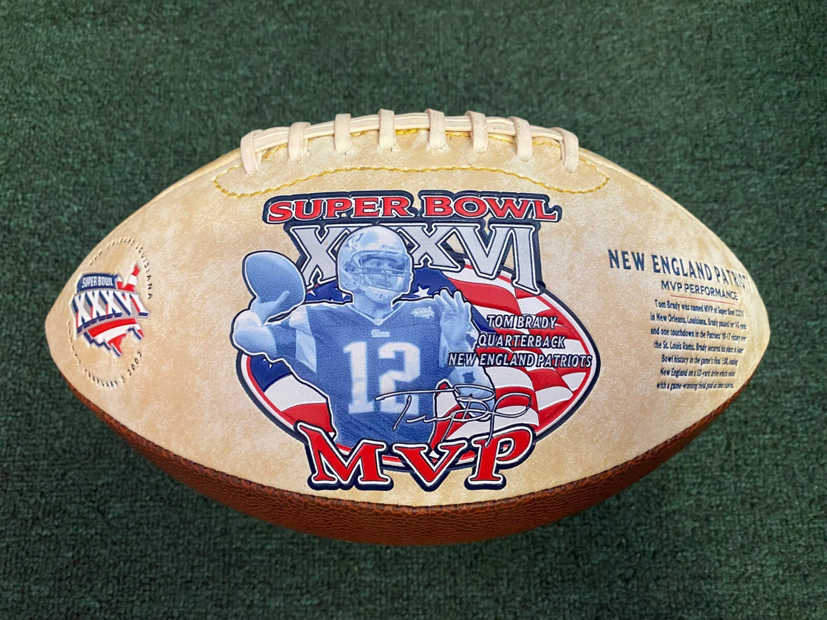 TOM BRADY #12 SUPER BOWL XXXVI MVP COLLECTIBLE FULL SIZE FOOTBALL RARE