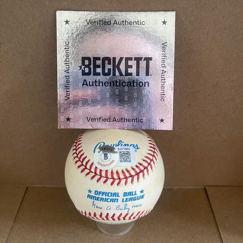 BOB FELLERHOF 62 SIGNED AUTOGRAPHED A.L. BASEBALL BECKETT AUTH