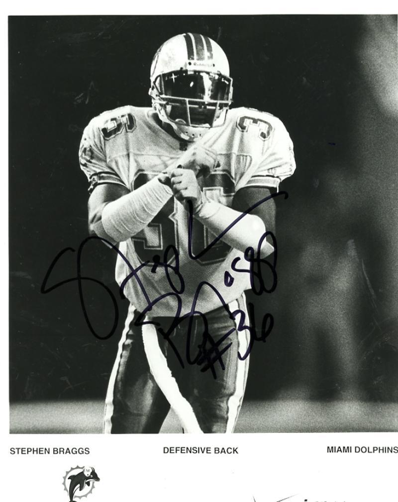 STEPHEN BRAGGS MIAMI DOLPHINS SIGNED VERIZON PROMO  8X10 PHOTO 