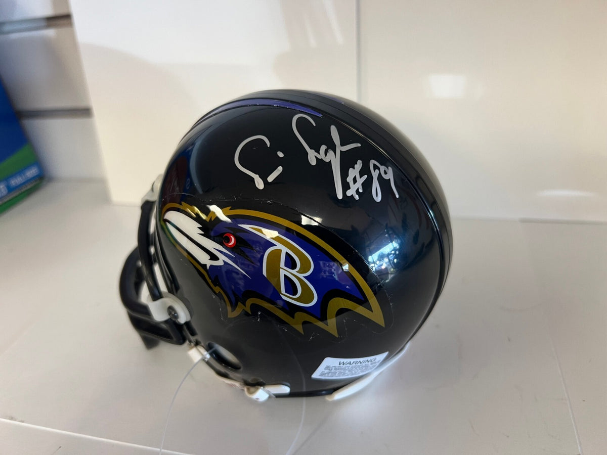 TRAVIS TAYLOR BALTIMORE RAVENS SIGNED AUTOGRAPHED MINI HELMET W/COA
