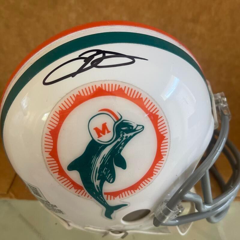 ODELL BECKHAM JR. DOLPHINS SIGNED THROWBACK MINI HELMET BECKETT 