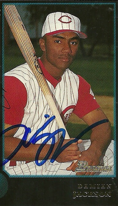DAMIAN JACKSON CINCINNATI REDS SIGNED AUTOGRAPHED 1998 BOWMAN CARD #398 W/COA