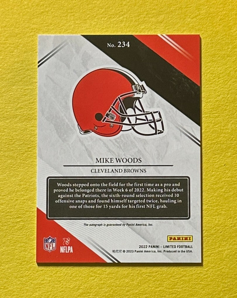 2022 PANINI LIMITED MIKE WOODS ROOKIE AUTO /75 #234 BROWNS