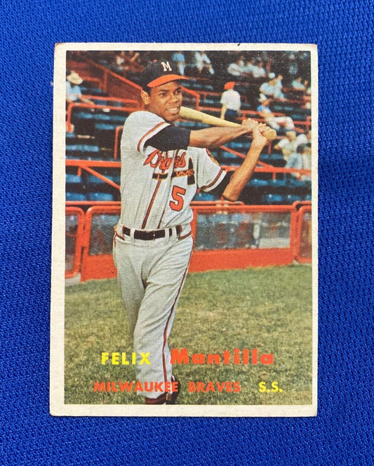 1957 TOPPS FELIX MANTILLA MILWAUKEE BRAVES #188 CARD VINTAGE SET-BREAK