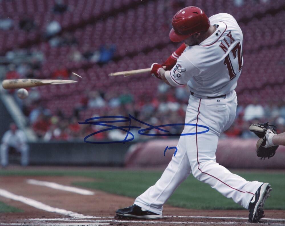 LANCE NIX CINCINNATI REDS SIGNED AUTOGRAPHED 8X10 PHOTO W/ COA