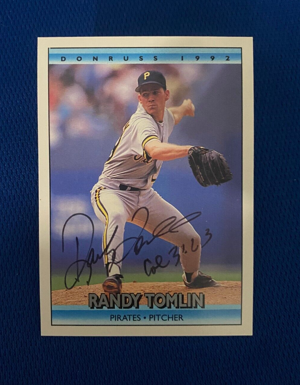 1992 DONRUSS RANDY TOMLIN PITTSBURGH PIRATES AUTOGRAPHED SIGNED CARD #367 W/COA