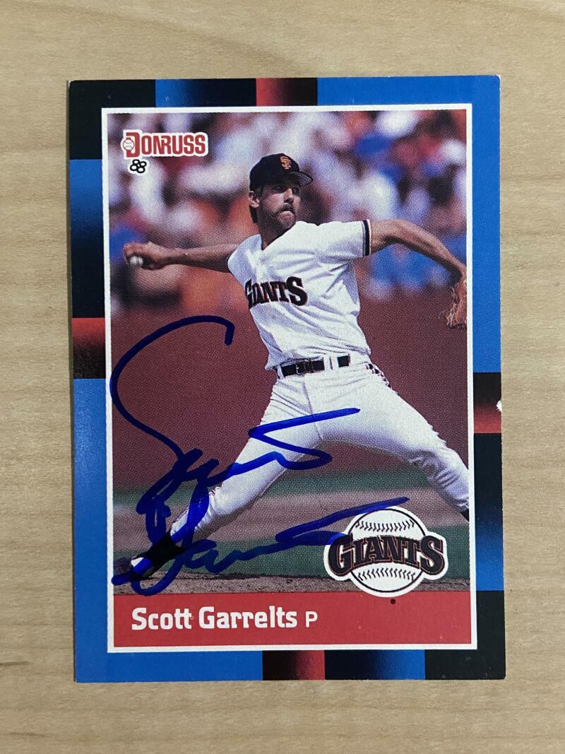 SCOTT GARRELTS SAN FRANCISCO GIANTS SIGNED 1988 DONRUSS CARD #80 W/COA