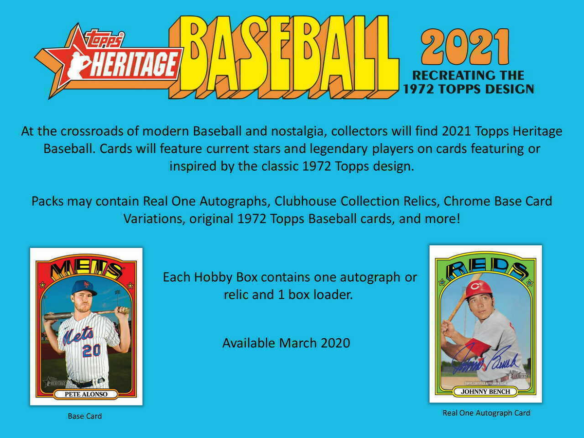 2021 Topps HERITAGE Baseball HOBBY Box Factory Sealed FREE SHIPPING 