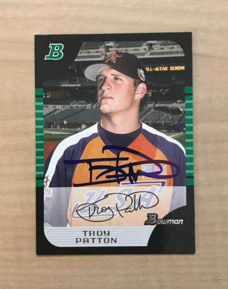 TROY PATTON HOUSTON ASTROS SIGNED AUTOGRAPHED 2005 BOWMAN CARD #BDP163 W/COA