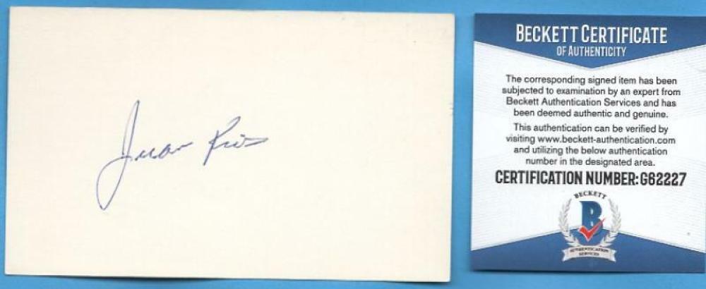 JUAN RIOS 1969 ROYALS RARE SIGNED 3X5 INDEX CARD BECKETT G62227