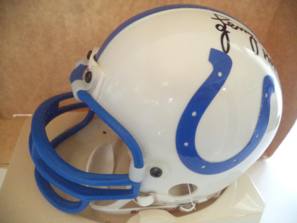 LENNY MOORE #24 BALTIMORE COLTS HOF 75 AUTO SIGNED RIDDELL MINI HELMET COA