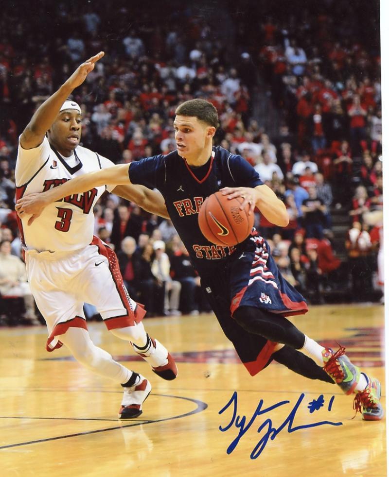 TYLER  JOHNSON  FRESNO  STATE  DRIBBLING   SIGNED AUTO  8X10 PHOTO W/COA